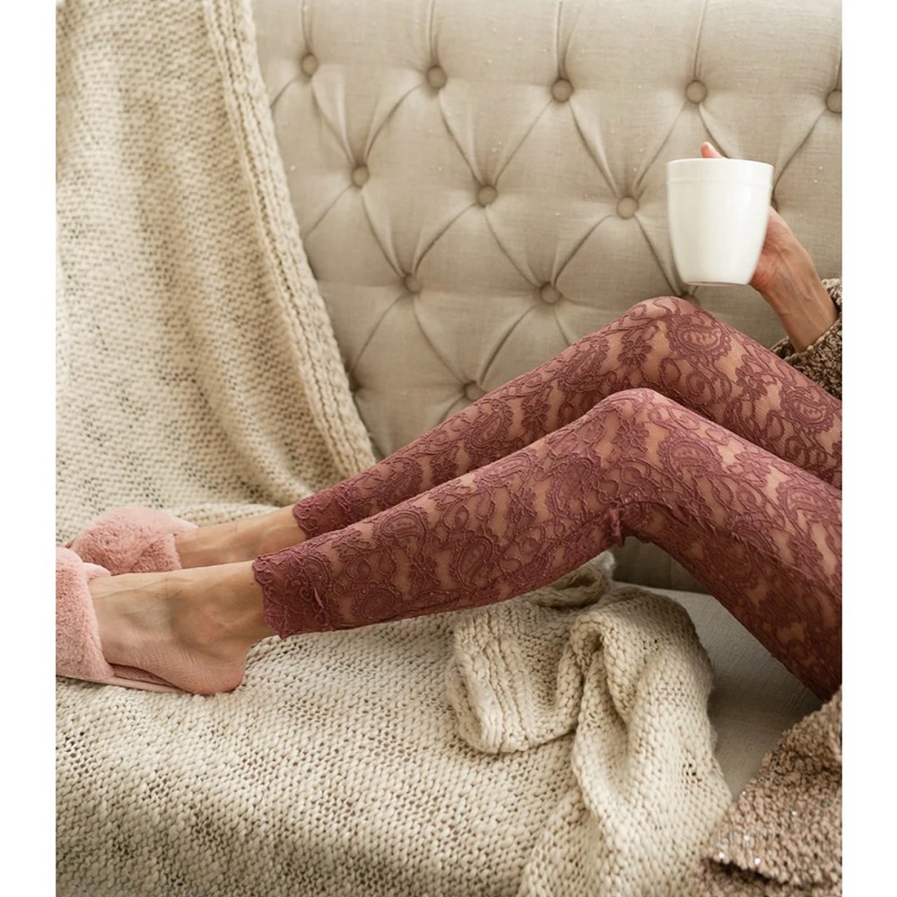 Elena Lace Leggings in Raisin